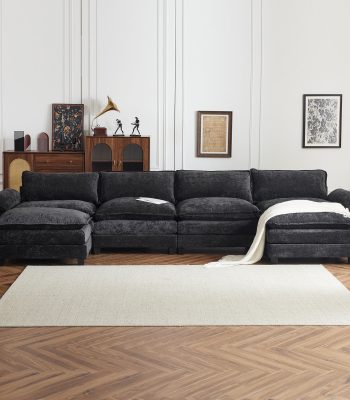 Ktaxon-157-W-Sectional-Sofa-U-Shaped-Couch-with-Double-Chaise-Chenille-Sleeper-Set-with-4-Oversized-Seats-Black_06
