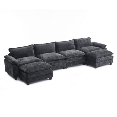 Ktaxon-157-W-Sectional-Sofa-U-Shaped-Couch-with-Double-Chaise-Chenille-Sleeper-Set-with-4-Oversized-Seats-Black_07